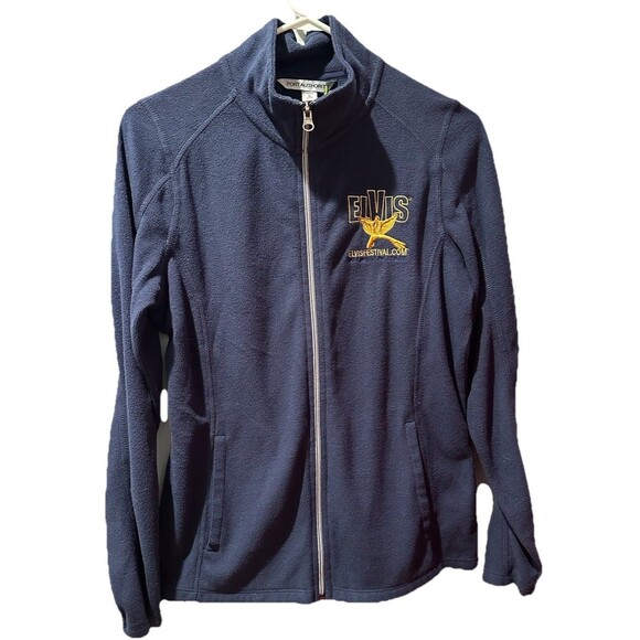 Elvis Presley Festival Fleece Zip-front Navy Micro fleece Women’s Size Small - Picture 2 of 7